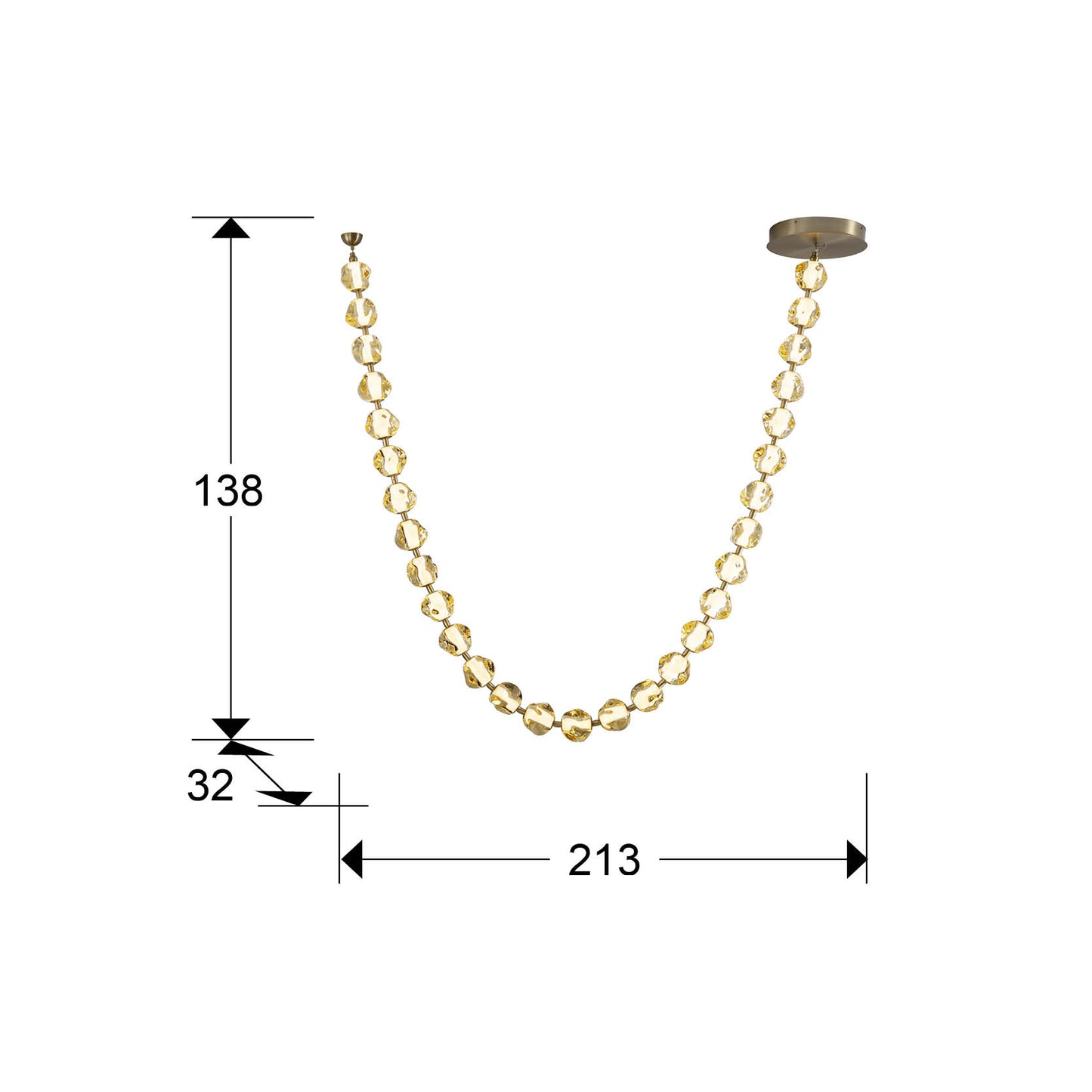 Medidas Lámpara Zaria II Schuller 448956: 213x138x32 cm.  Iluminación LED 8210 lm, Bronce/Ámbar.
