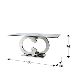 Medidas mesa comedor Schuller Casandra 739436: 160x90x76 cm.  Acero inoxidable y cristal.
