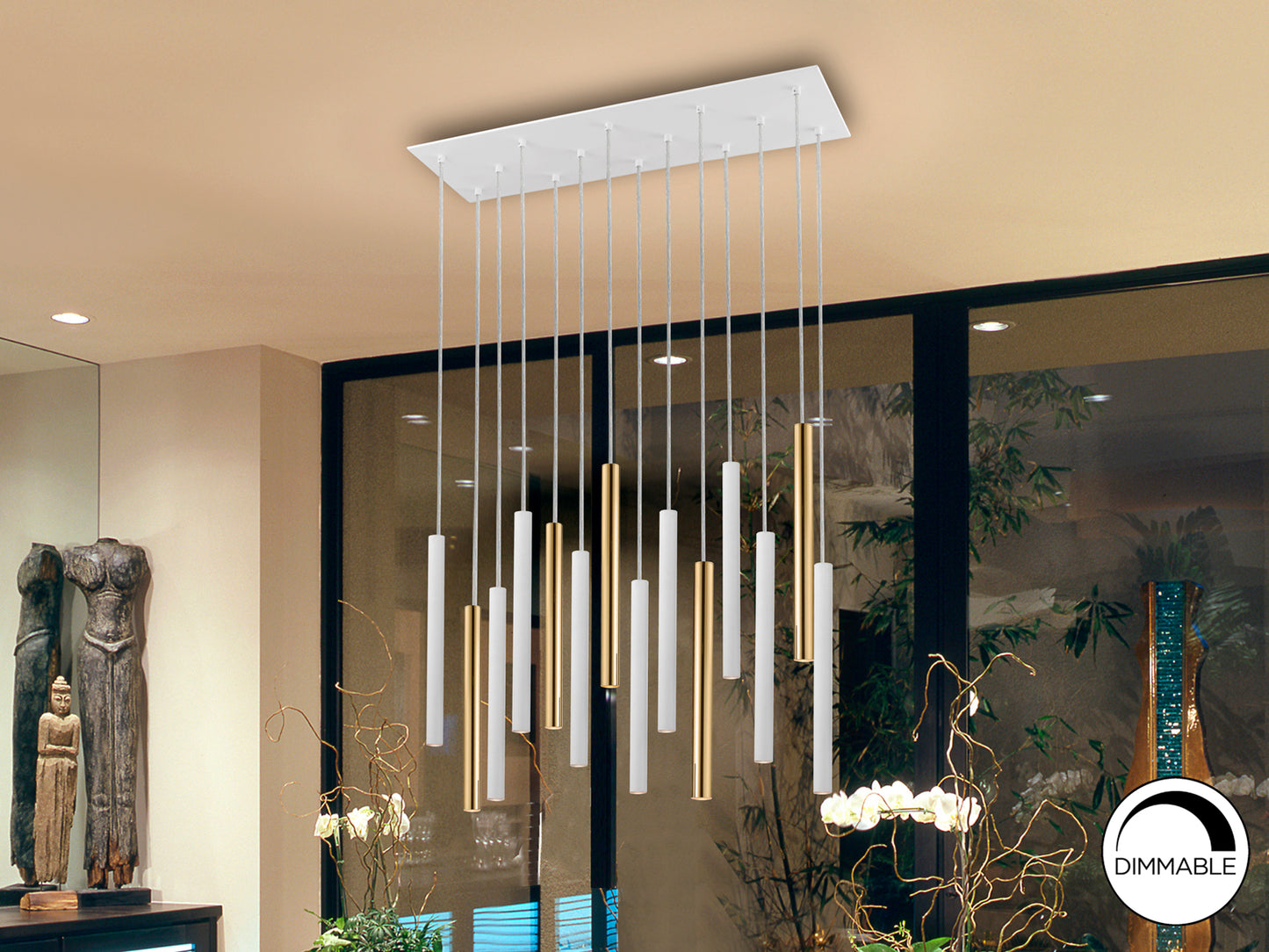 Lámpara Moderna Oro/Blanco 14 Luces - Schuller - Calidad Premium | luzguru.com