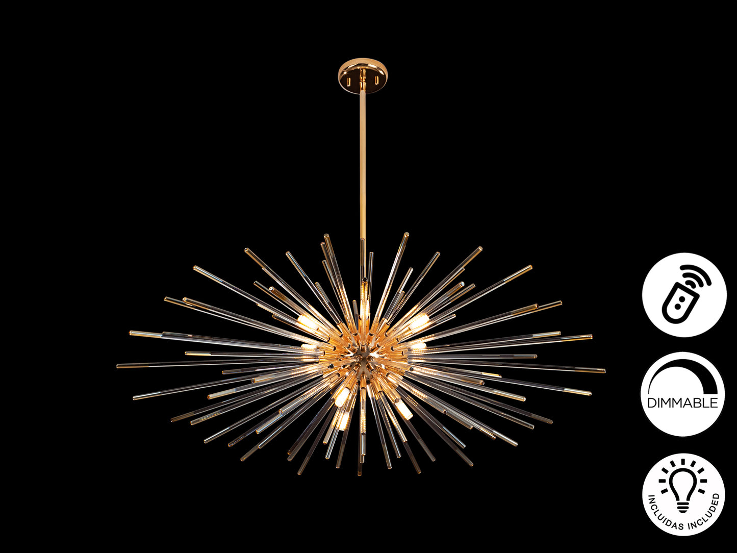 Lámpara Schuller Evasión 381635D Oro - 9 luces de cristal - luzguru.com