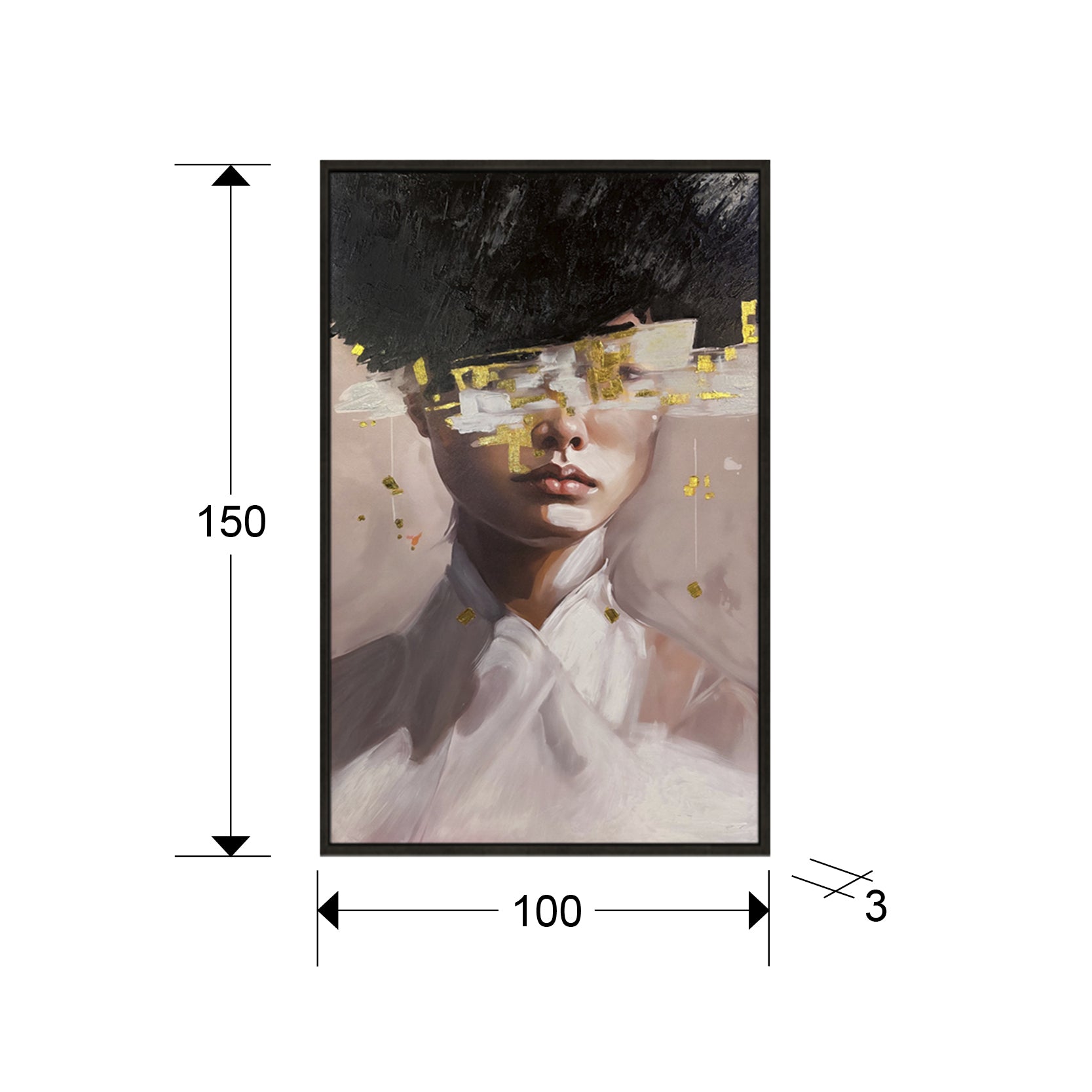 Medidas pintura Schuller Ella (Ref. 441094): 100x150x3 cm.  Lienzo óleo con marco negro.
