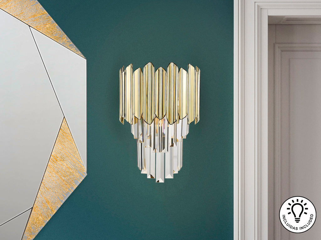 Aplique Pared Cromado Dorado - Schuller Tiara - luzguru.com