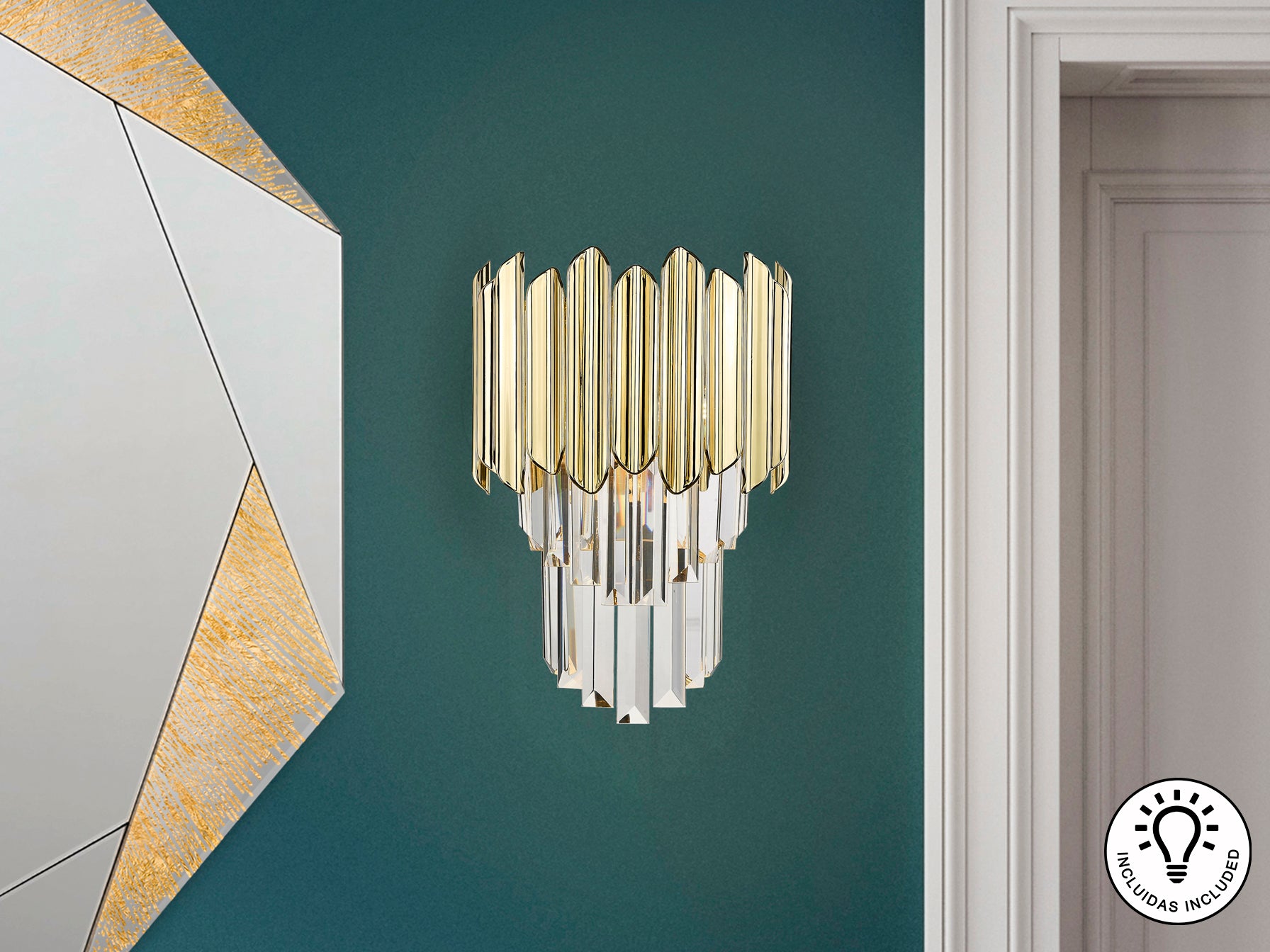 Aplique Pared Cromado Dorado - Schuller Tiara - luzguru.com