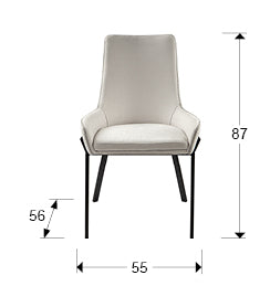 Medidas silla Schuller Diane (Ref. 9357841): Alto 87cm, Ancho 55cm, Fondo 56cm.  Altura asiento 47cm, Ancho asiento 42cm, Fondo asiento 42cm.
