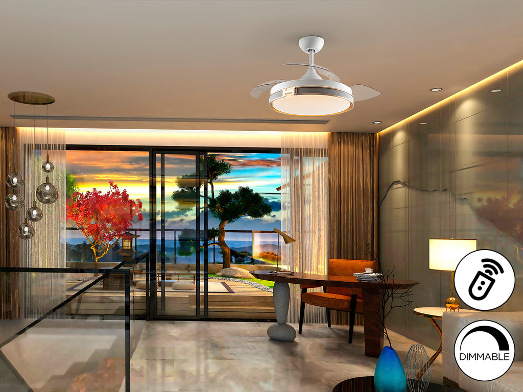 Ventilador Techo Schuller Herón - Blanco Oro - Dimmable - luzguru.com