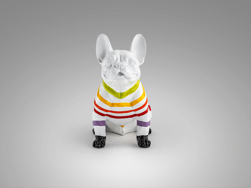 Figura Decorativa Bulldog Francés Schuller - Frenchi Blanco-Rayas | luzguru.com