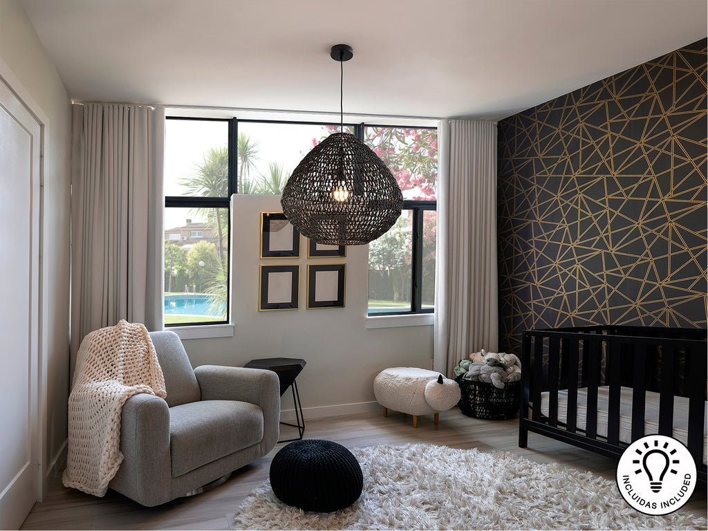 Schuller 408725 - Lámpara Maon de papel trenzado negro - luzguru.com