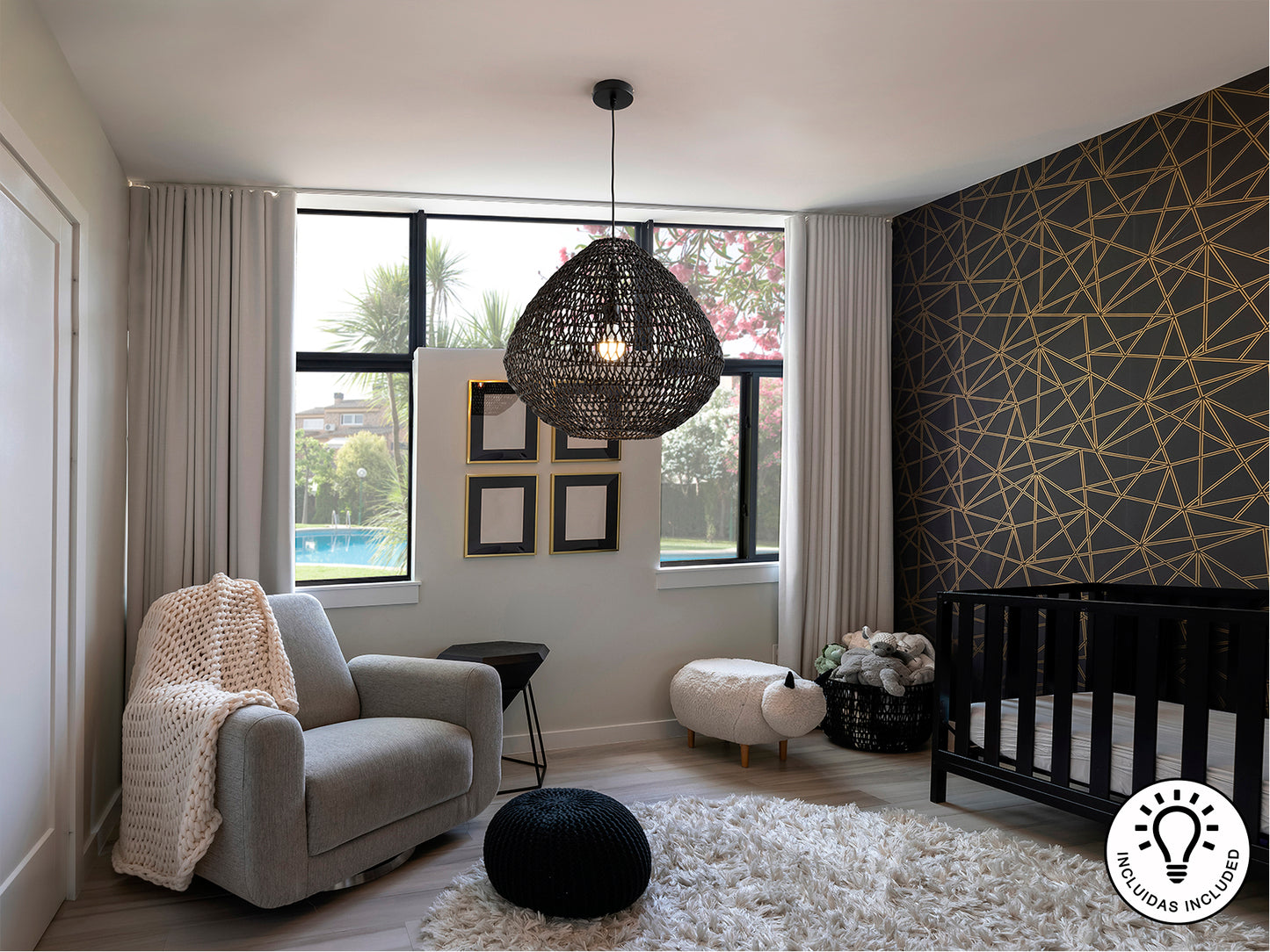 Schuller 408725 - Lámpara Maon de papel trenzado negro - luzguru.com