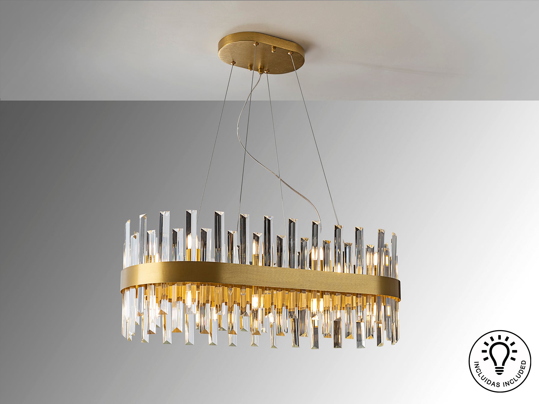 Lámpara Ovalada Oro Schuller Grace - Iluminación de Lujo | luzguru.com