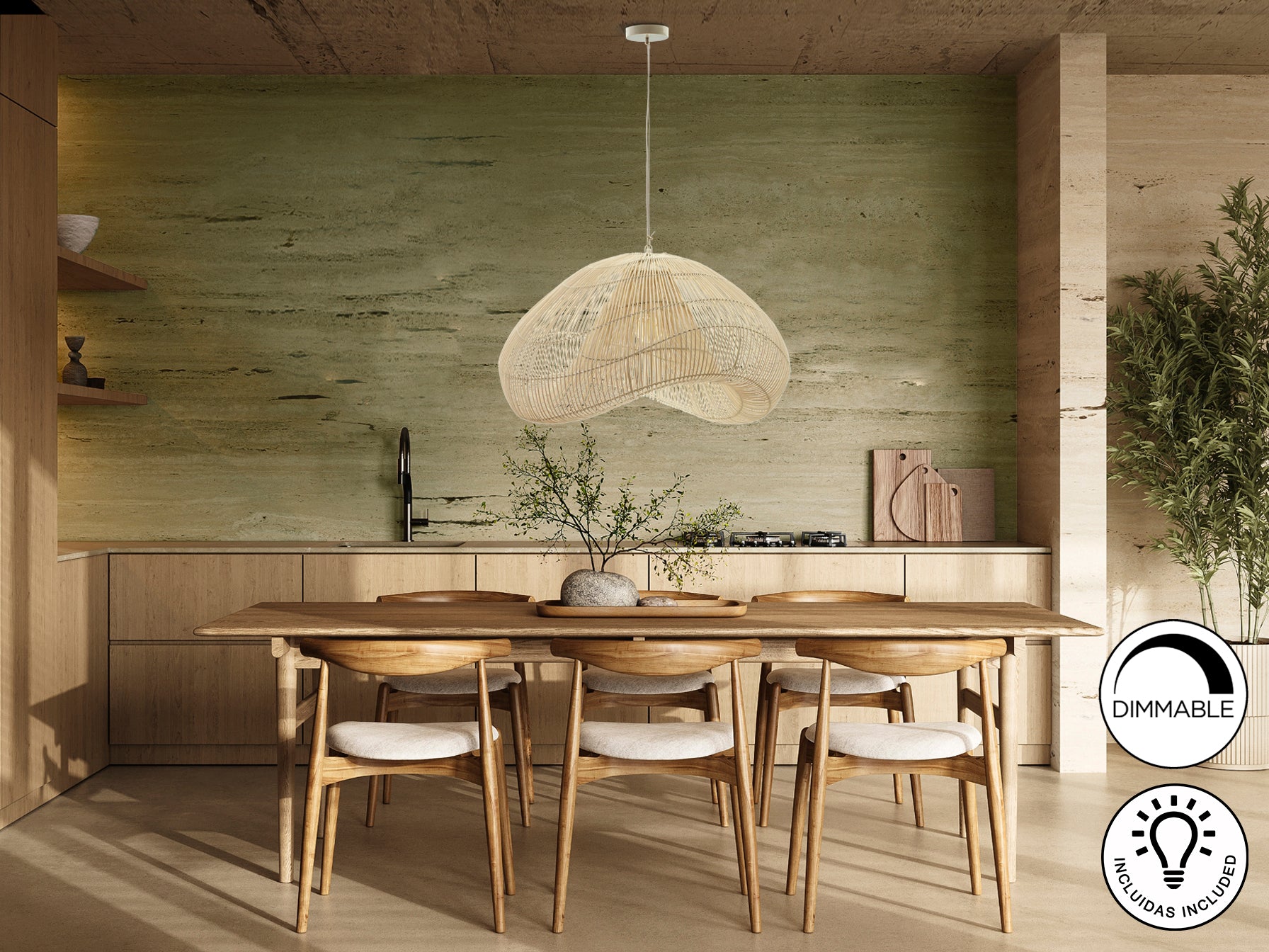 Lámpara Ratán Sabah Blanco - Schuller - Iluminación Moderna | luzguru.com