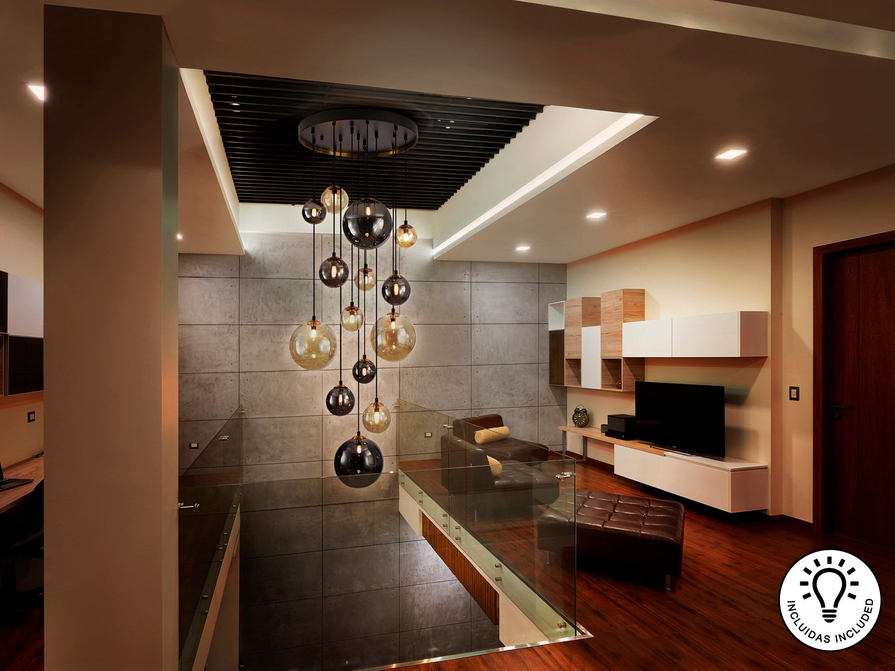 Lámpara Techo Moderna Negro y Latón - Schuller Dark | luzguru.com