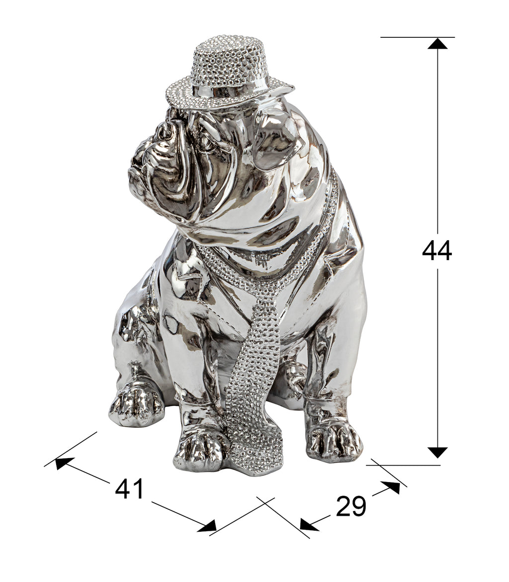 Medidas Figura Bulldog Cromado Schuller 841207: 41x44x29 cm.  Poliresina cromada. Colección Bulldog Hat.
