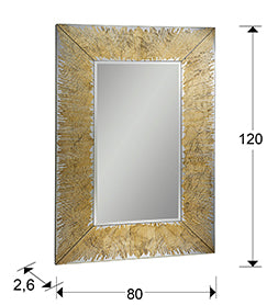 Medidas Espejo Aurora Schuller 569106: 120x80cm.  Marco 18cm, Luna 44x84cm.  Profundidad 2.6cm.
