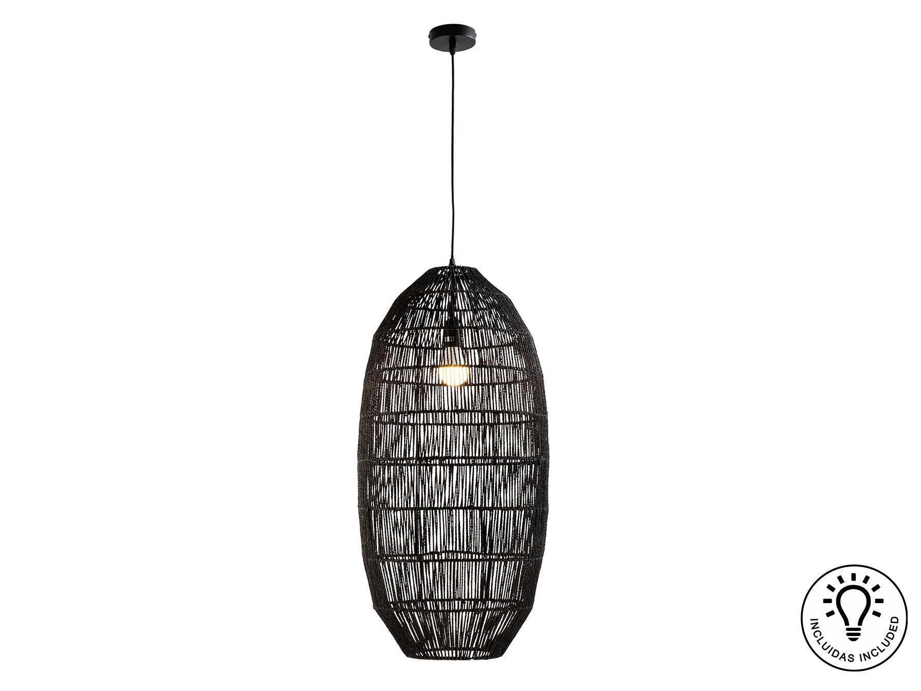 Lámpara de Papel Trenzado Negra - Schuller Tizne | luzguru.com