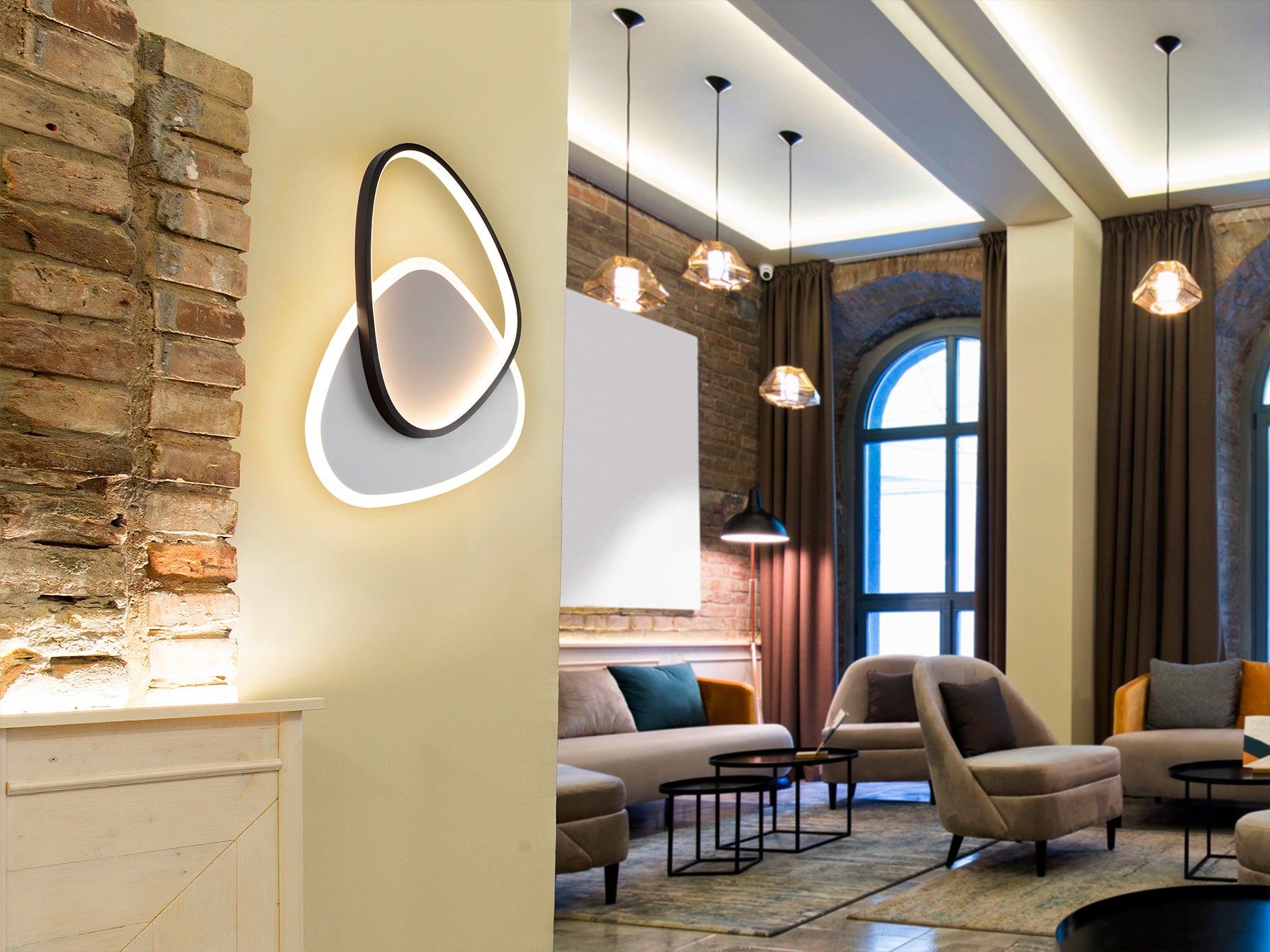 Plafón Aplique Moderno Schuller Romo - Blanco y Negro | luzguru.com