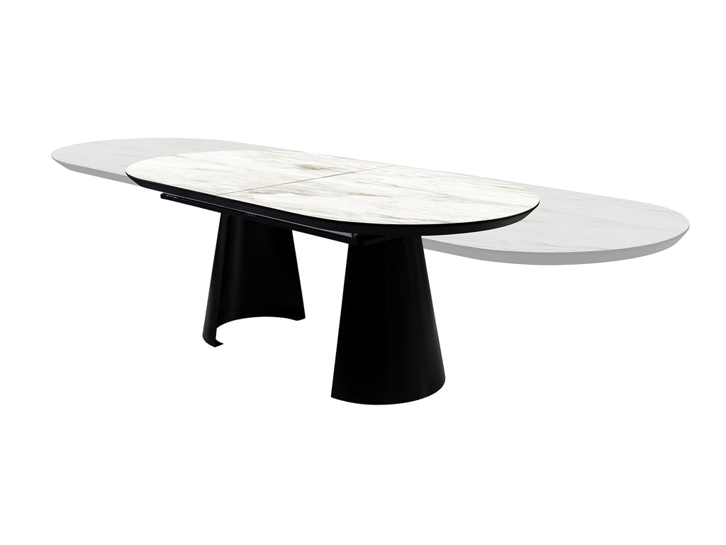 Mesa de comedor Schuller Capri 768621 - Negro mate y mármol blanco - luzguru.com