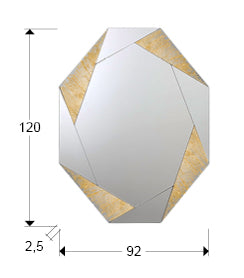 Medidas espejo Schuller Laverna Oro (434751): 92x120x2.5cm.  Marco 17cm. Luna 74x101cm.
