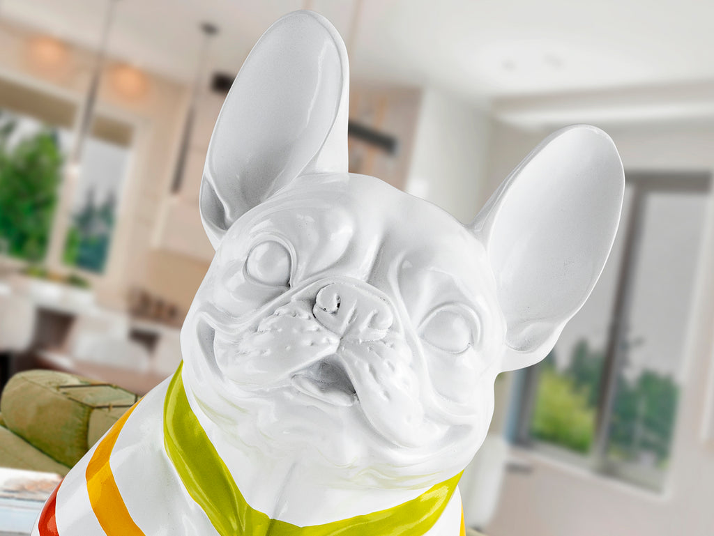 Figura Decorativa Bulldog Francés Schuller - Frenchi Blanco-Rayas | luzguru.com