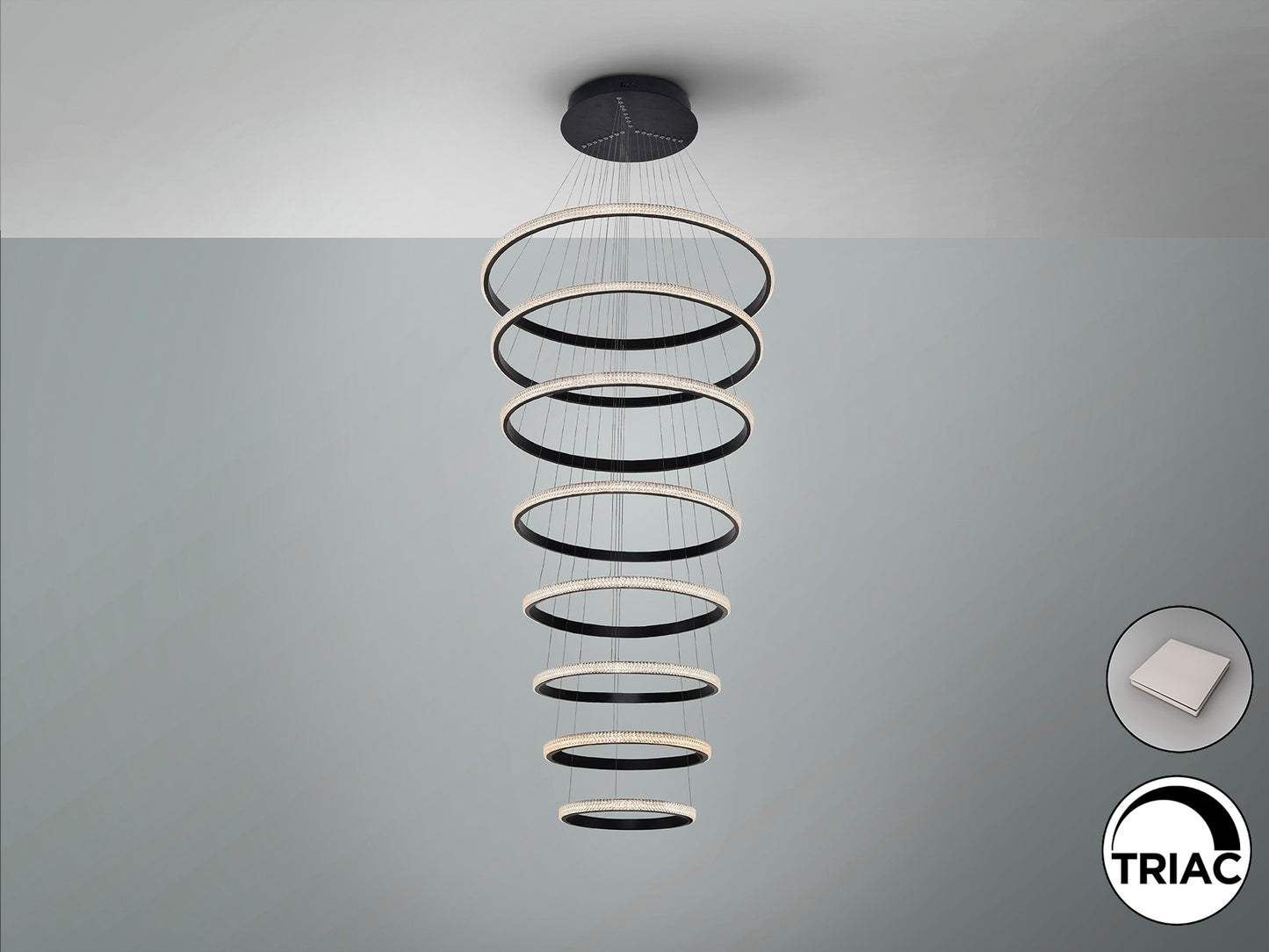 Lámpara Moderna Negra 8 Aros - Schuller Ring - Calidad Premium | luzguru.com