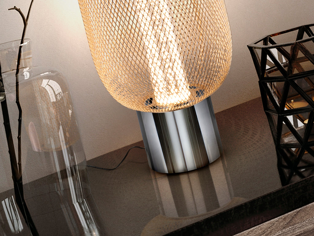 Lámpara Sobremesa Cromo Oro - Schuller Micrón - Diseño Elegante | luzguru.com