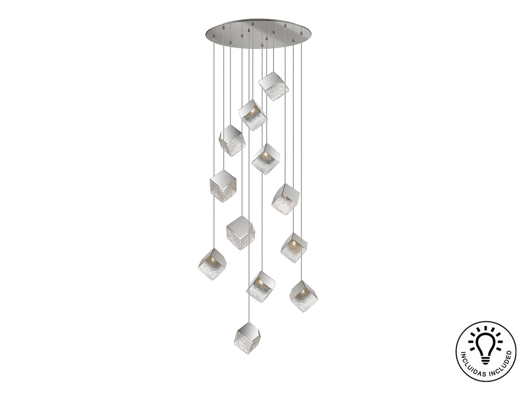 Lámpara Moderna Cromada 12 Luces - Schuller Priscila | luzguru.com