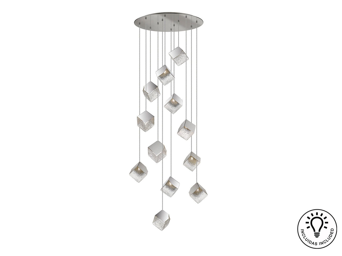 Lámpara Moderna Cromada 12 Luces - Schuller Priscila | luzguru.com