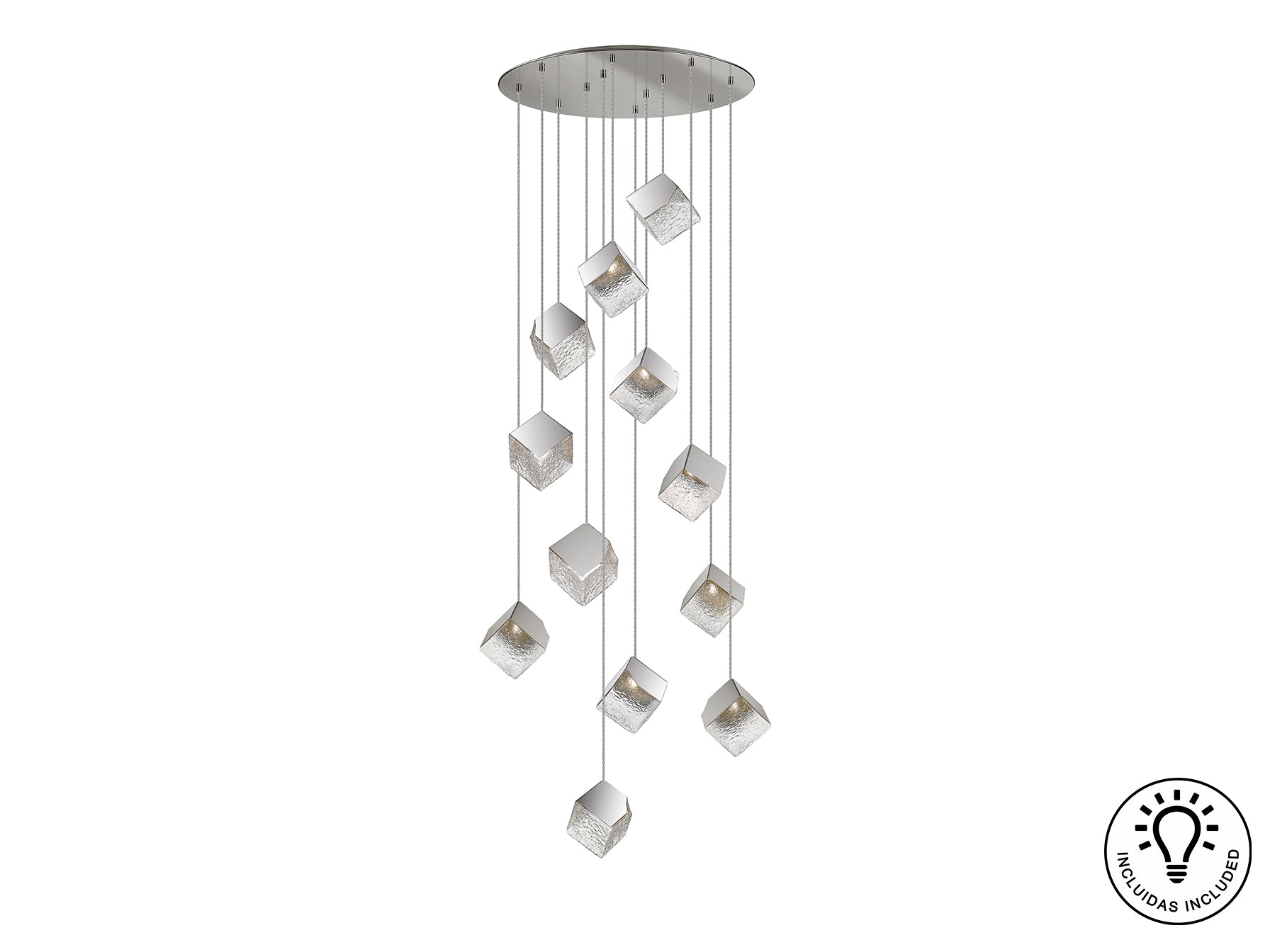 Lámpara Moderna Cromada 12 Luces - Schuller Priscila | luzguru.com