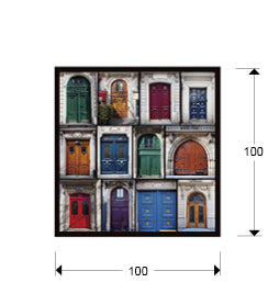 Medidas Cuadro Schuller Portales 702164: 100x100x0.4 cm, 10kg.  Cristal templado.
