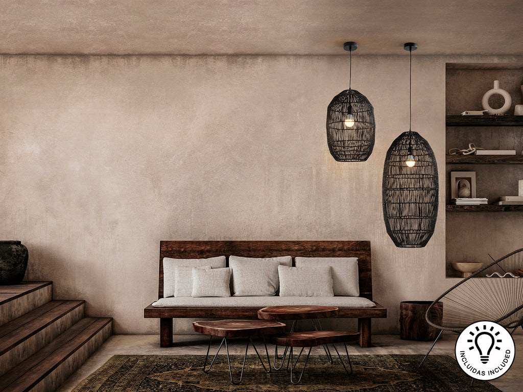 Lámpara de Papel Trenzado Negra - Schuller Tizne | luzguru.com