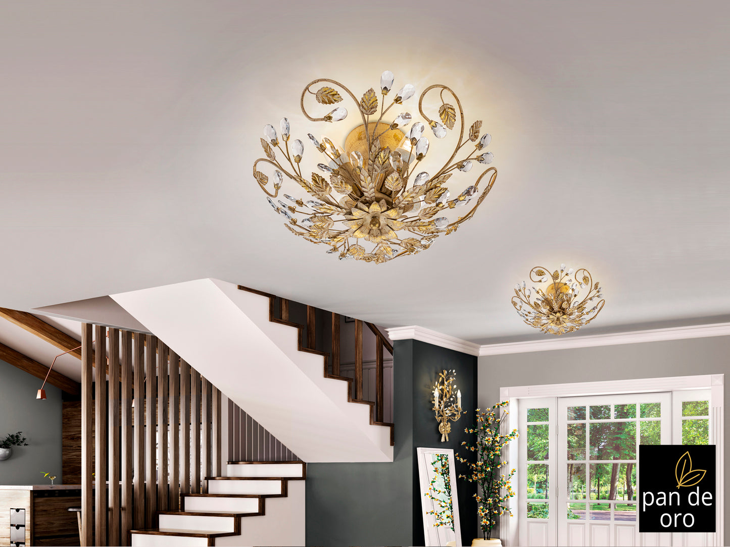 Schuller 481541 - Plafón Verdi Marfil y Oro - luzguru.com