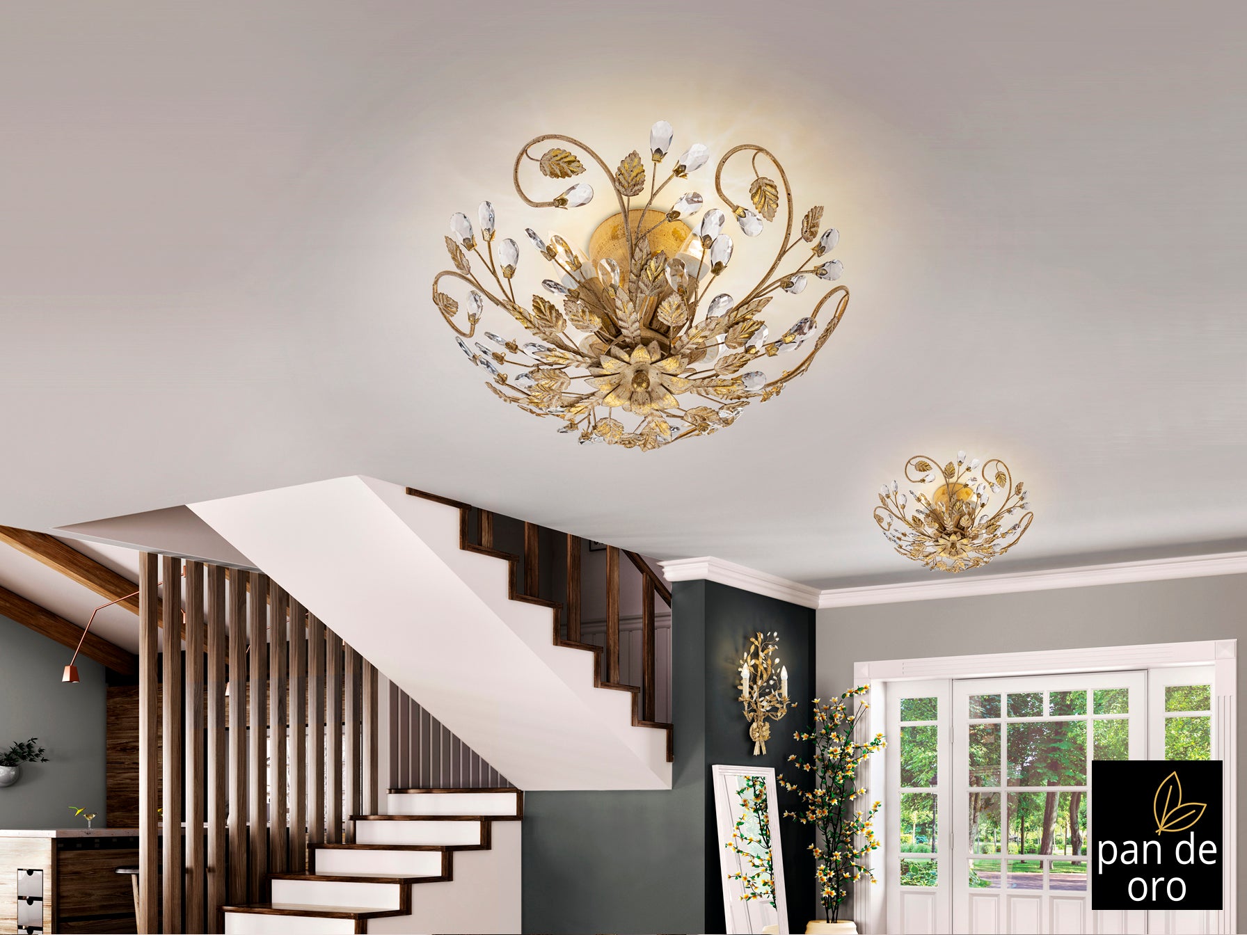 Schuller 481541 - Plafón Verdi Marfil y Oro - luzguru.com