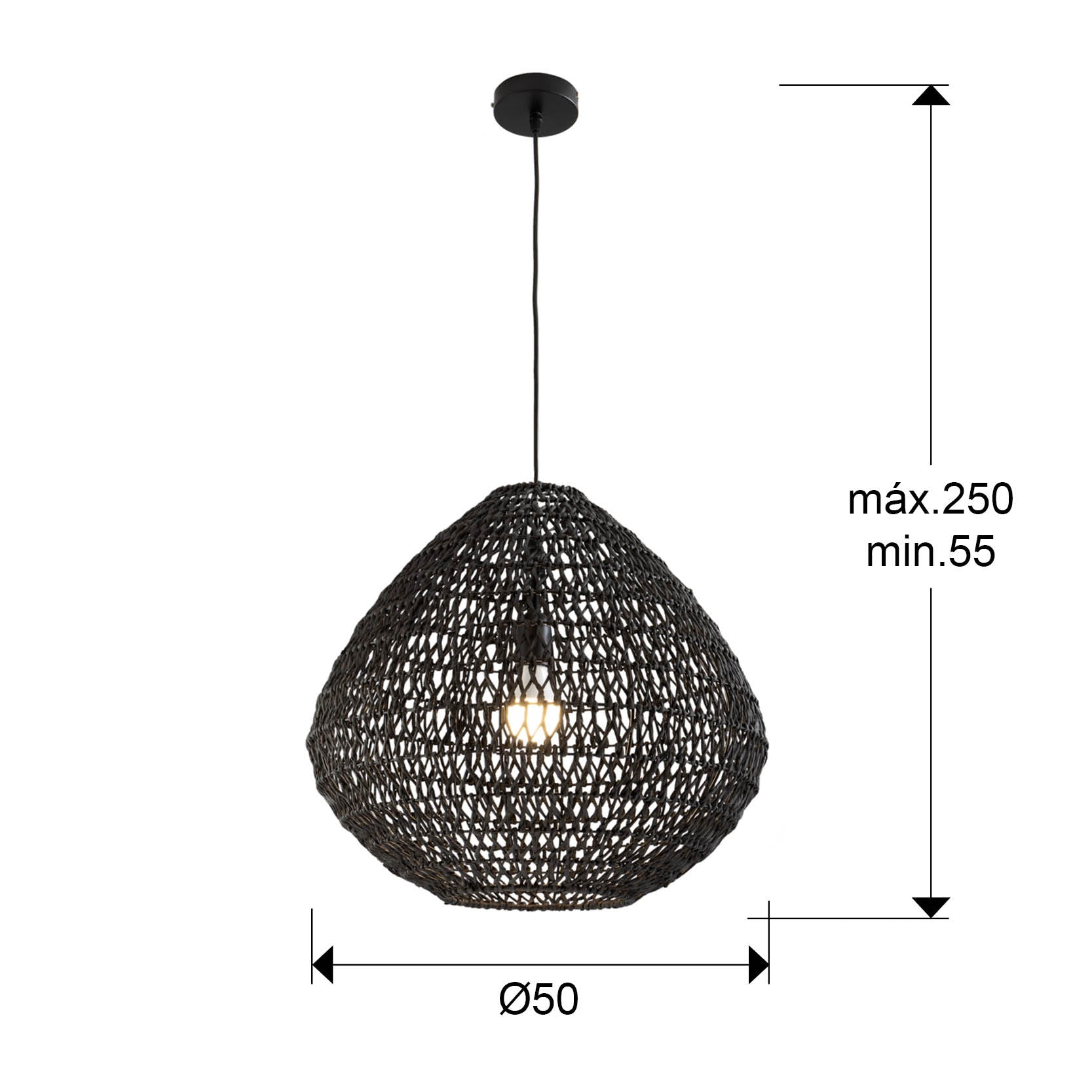 Medidas Lámpara Schuller Maon Negra (Ref. 408725): 45cm alto, 50cm diámetro pantalla.
