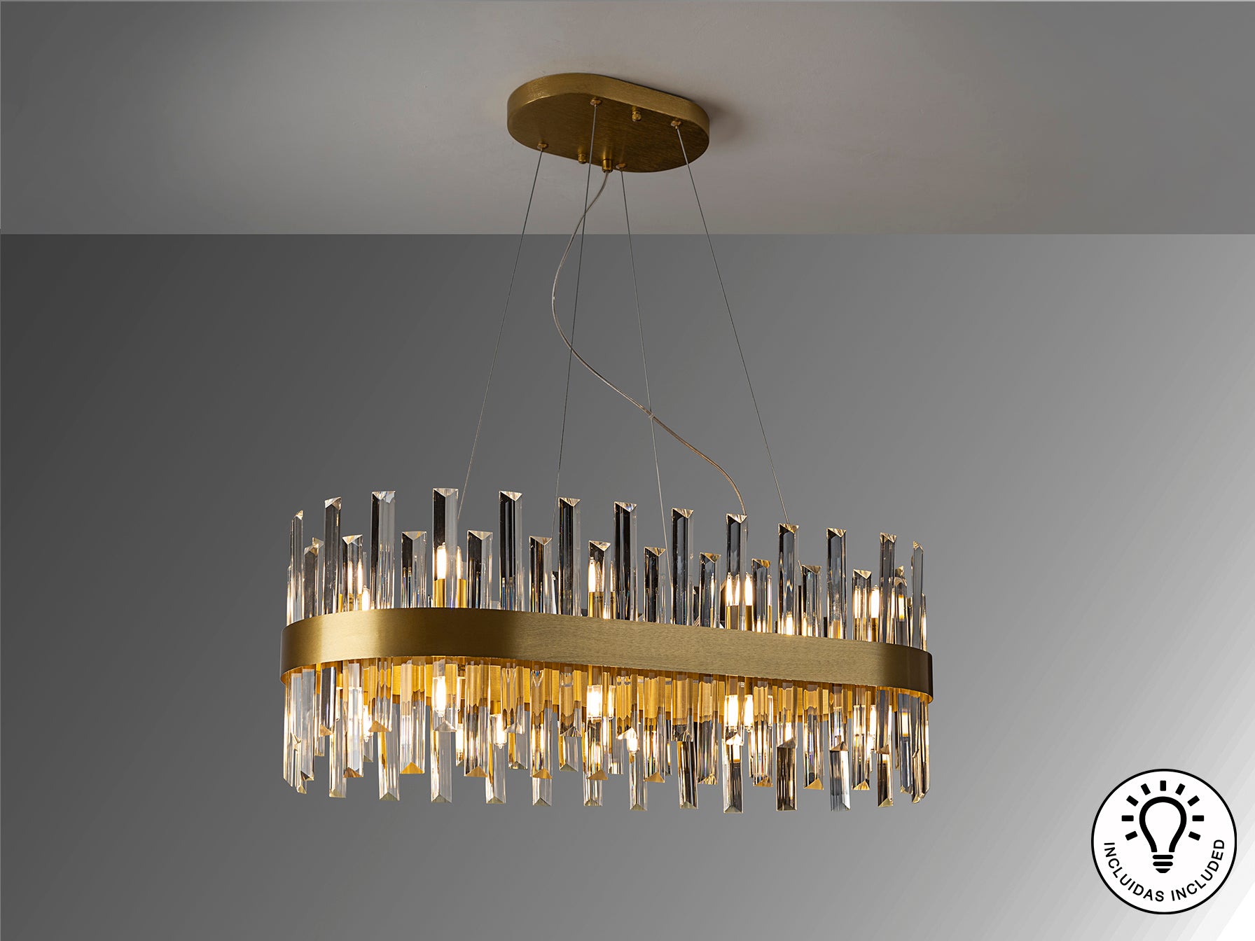 Lámpara Ovalada Oro Schuller Grace - Iluminación de Lujo | luzguru.com