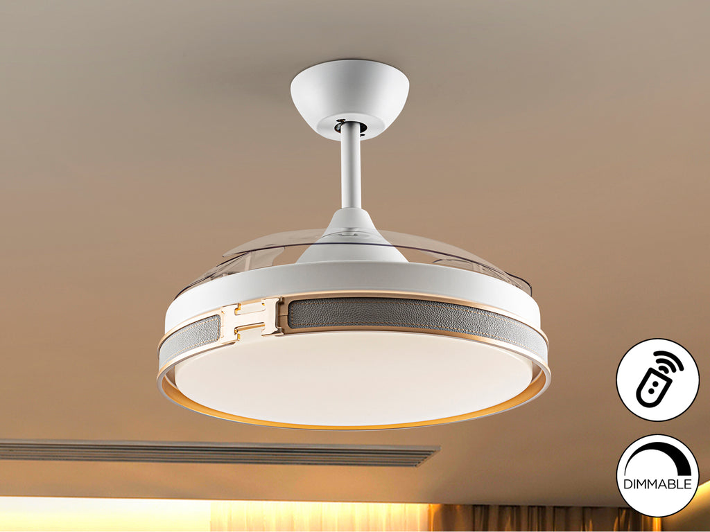 Ventilador Techo Schuller Herón - Blanco Oro - Dimmable - luzguru.com