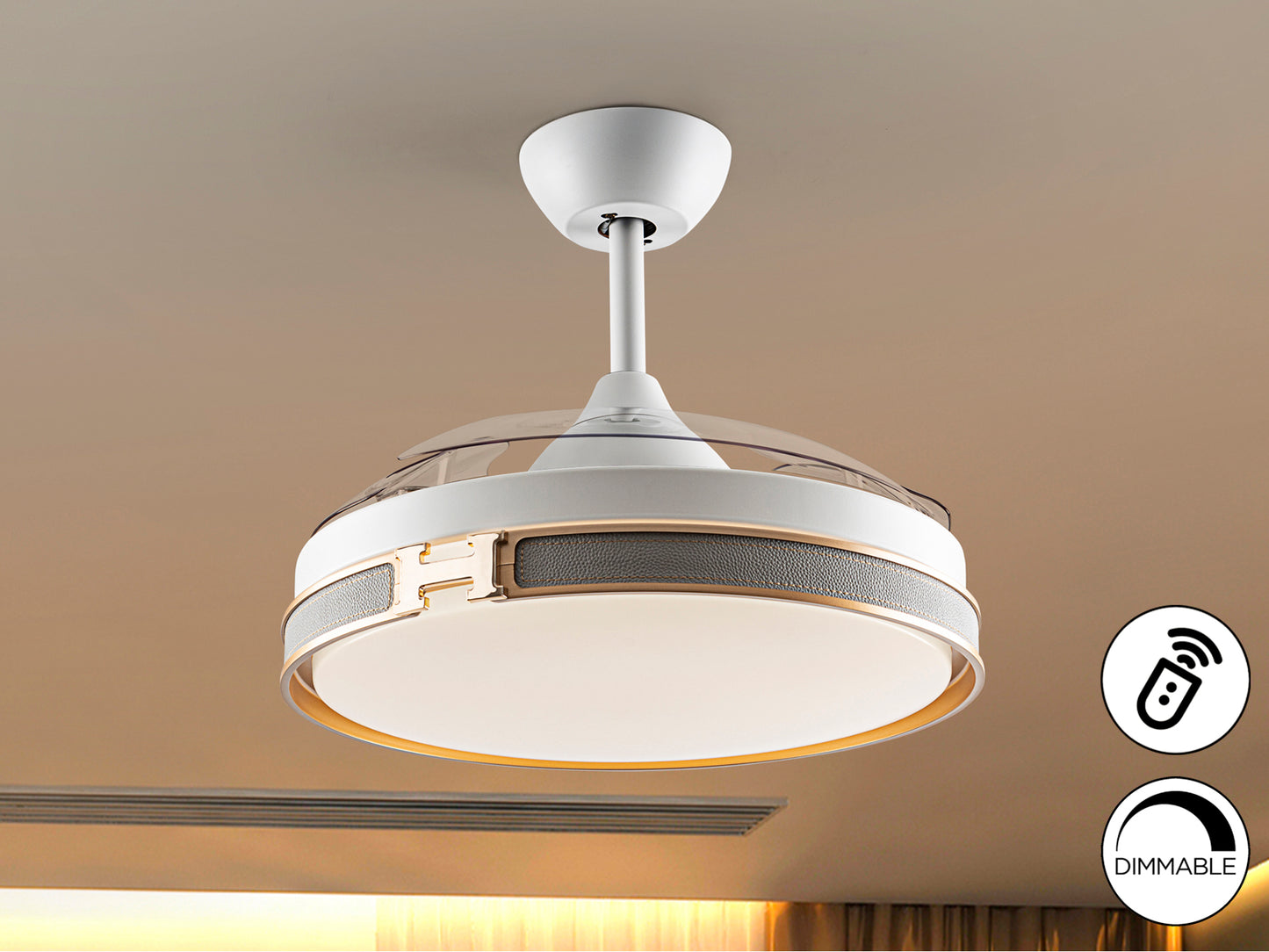 Ventilador Techo Schuller Herón - Blanco Oro - Dimmable - luzguru.com
