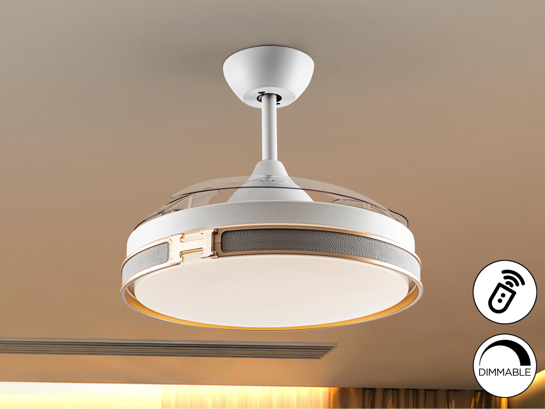 Ventilador Techo Schuller Herón - Blanco Oro - Dimmable - luzguru.com