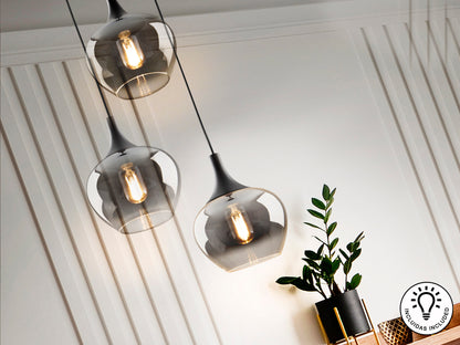 Lámpara Moderna 3 Luces Negra - Schuller Opaz - Calidad Premium | luzguru.com