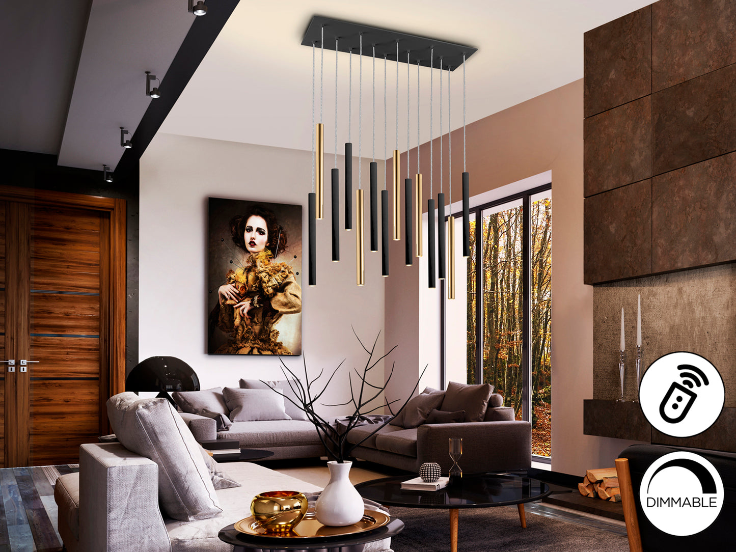 Lámpara de Techo LED Schuller Varas - Oro/Negro | luzguru.com