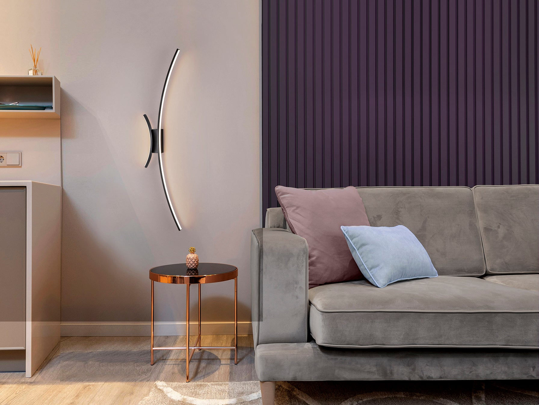 Aplique de Pared Negro Schuller CURVES - Diseño Moderno | luzguru.com