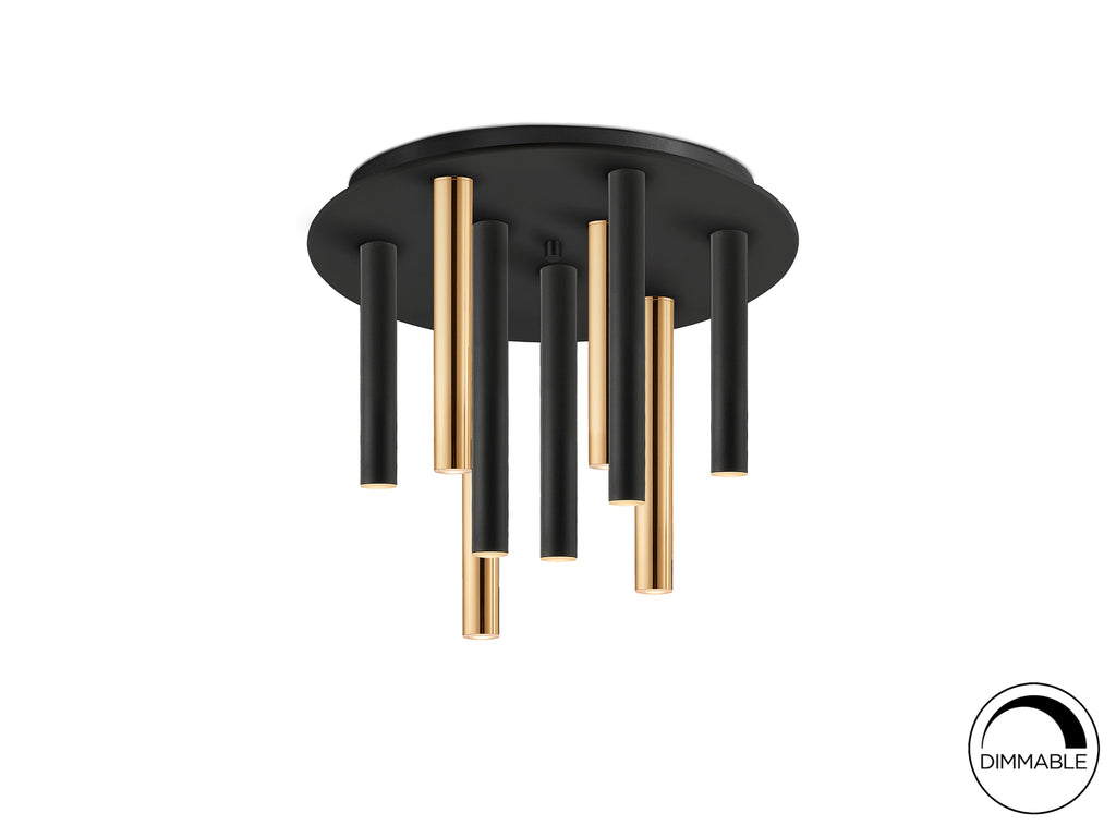 Schuller 374088 - Plafón LED Varas Oro/Negro - 9 Luces - luzguru.com