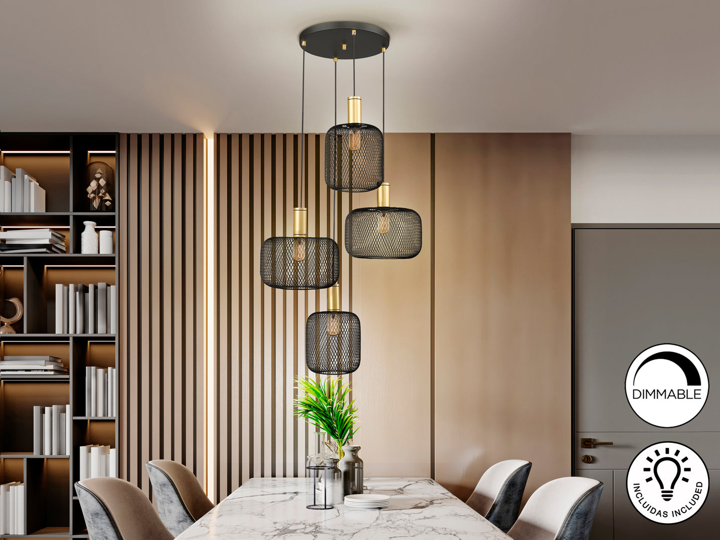 Lámpara Moderna Oro Negro - Schuller Osiris | luzguru.com