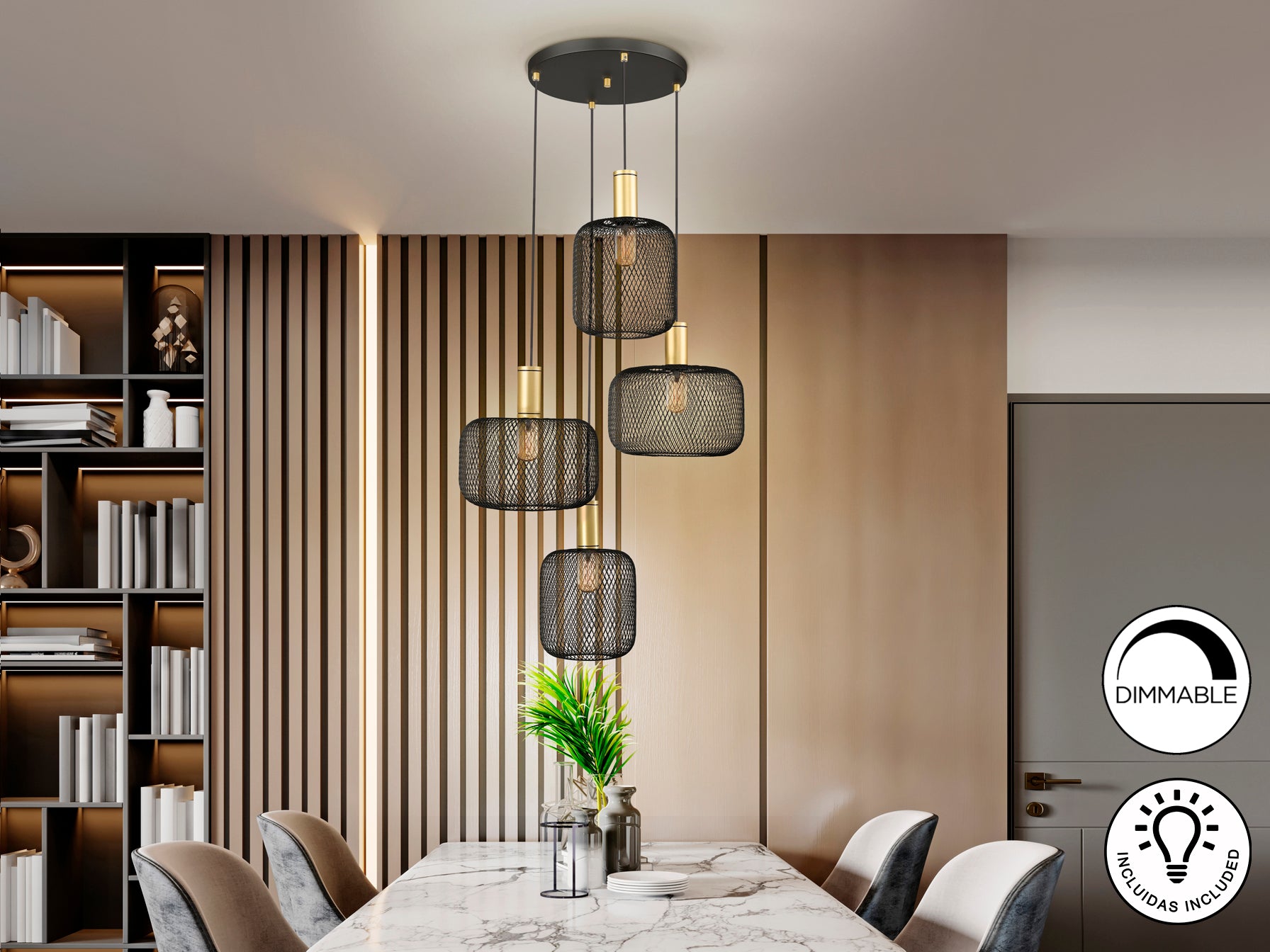 Lámpara Moderna Oro Negro - Schuller Osiris | luzguru.com