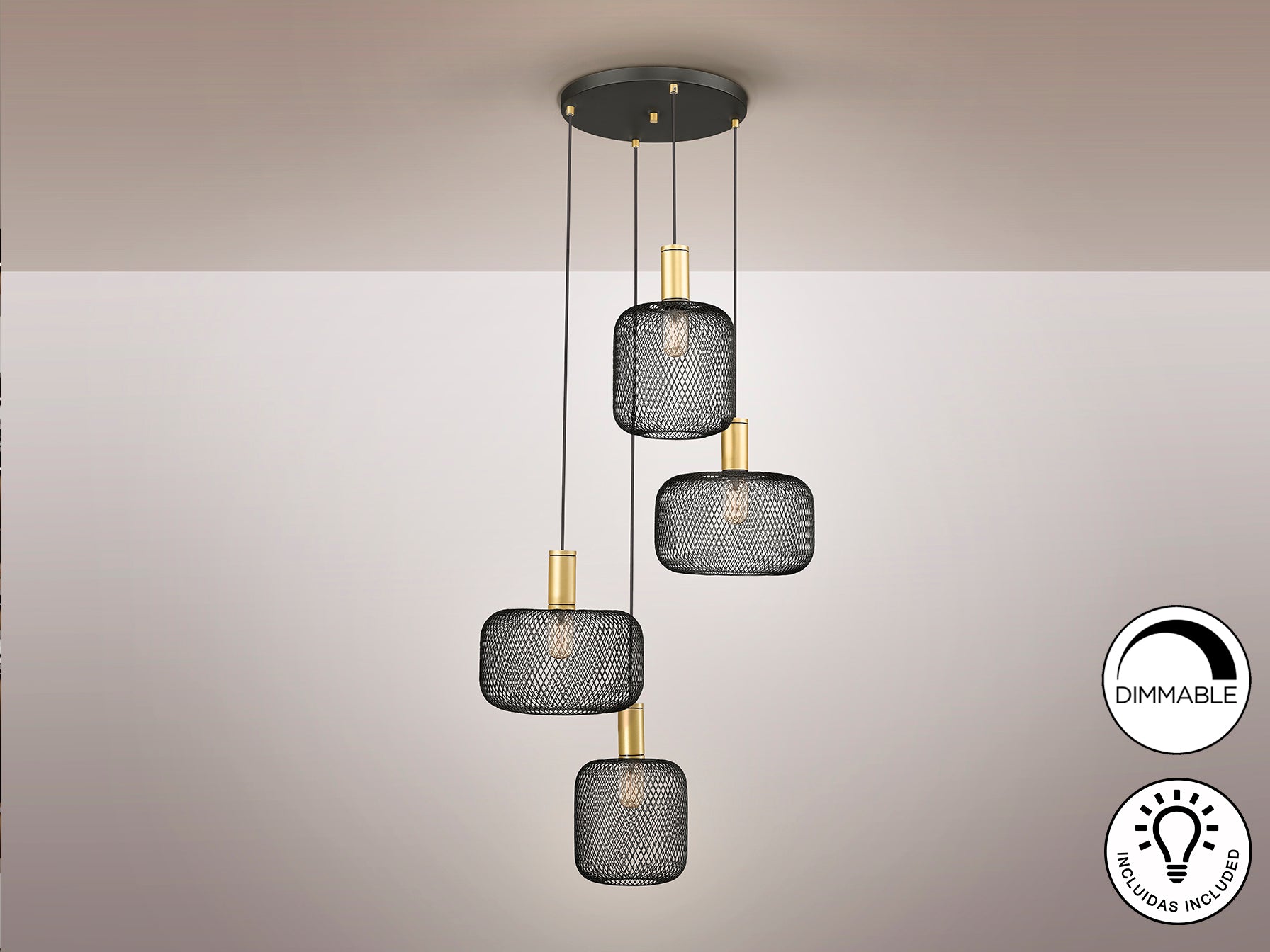 Lámpara Moderna Oro Negro - Schuller Osiris | luzguru.com