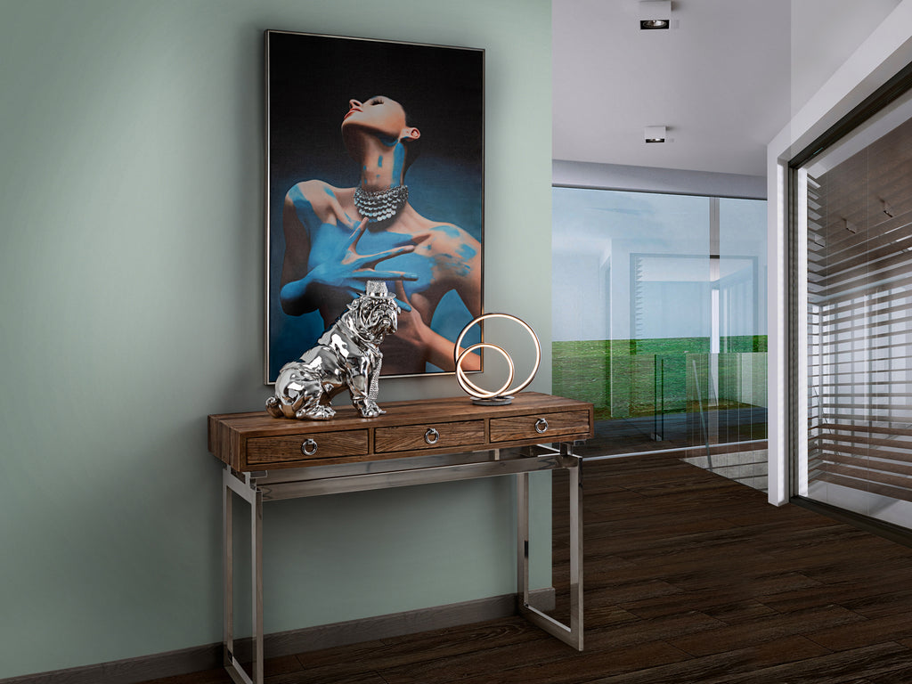 Figura Decorativa Bulldog Cromado - Schuller - luzguru.com