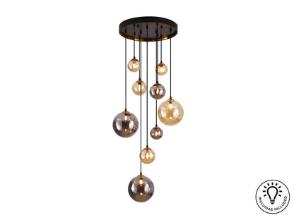 Lámpara Moderna 9 Luces Negra y Latón - Schuller Dark | luzguru.com