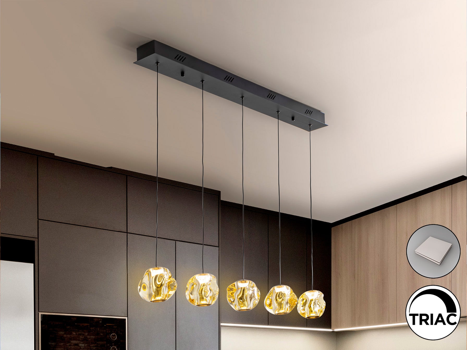 SCHULLER 502528 - Lámpara Zaria 5 Luces - Negro, Bronce, Ámbar - LUZGURÚ