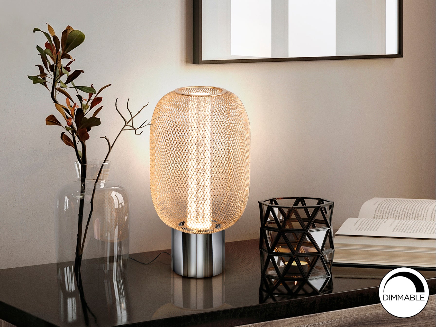 Lámpara Sobremesa Cromo Oro - Schuller Micrón - Diseño Elegante | luzguru.com