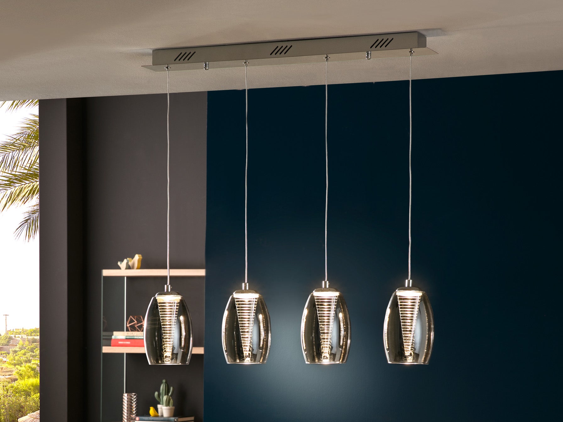 Lámpara Moderna Cromo 4 Luces - Schuller Nebula | luzguru.com