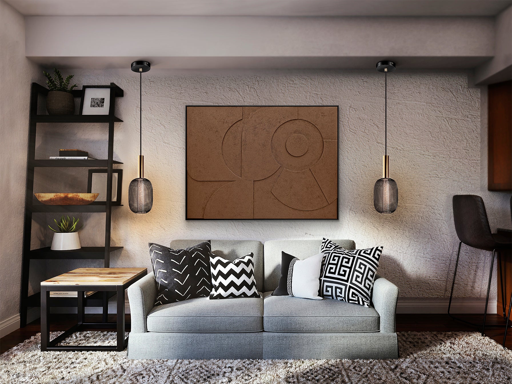 Bajorrelieve Moderno Schuller Morphos 90x120 - Negro | luzguru.com