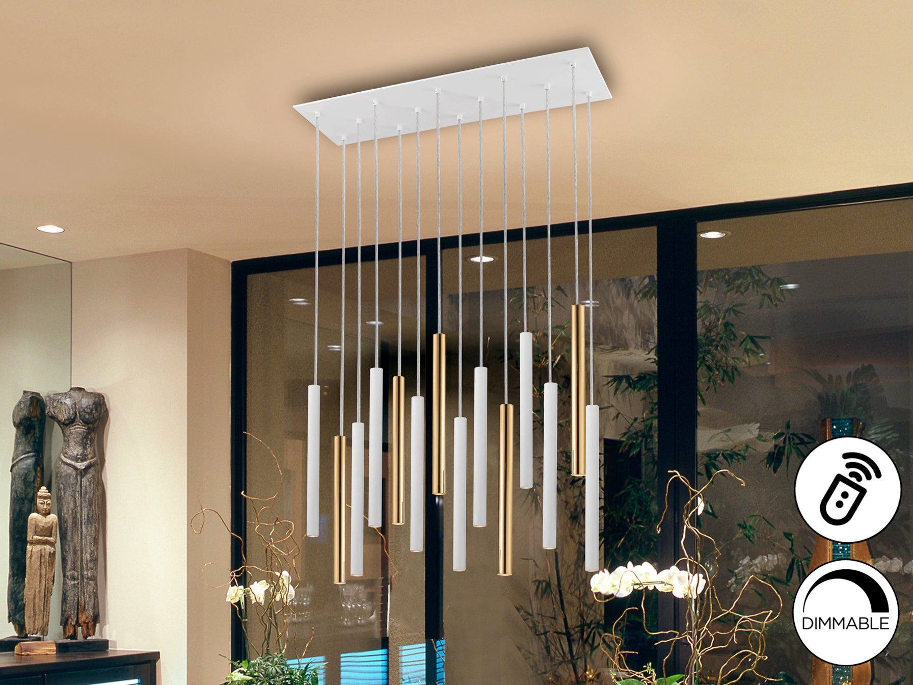 Lámpara Moderna Oro/Blanco 14 Luces - Schuller - Calidad Premium | luzguru.com